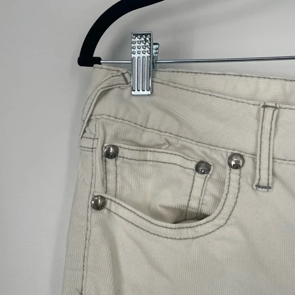 Free People Women's Off White Stretch Skinny Mid Rise Corduroy Pants Size W 30 - Picture 4 of 9